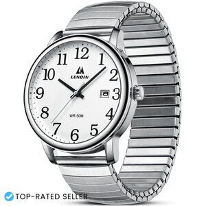 Analog Quartz Watch Stainless Steel Expansion Band Date Function Waterproof